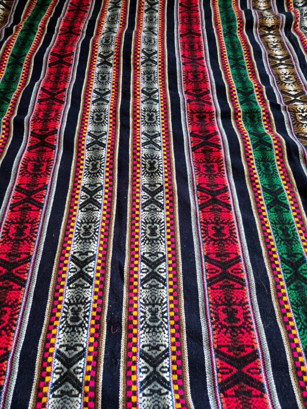 Peruvian Textile Tapestry Vibrant Stripe Geometric Pattern Sewing Fabric Project